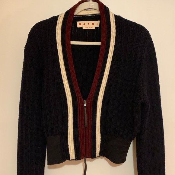 MARNI VIRGIN WOOL CARDIGAN WITH ZIPPER